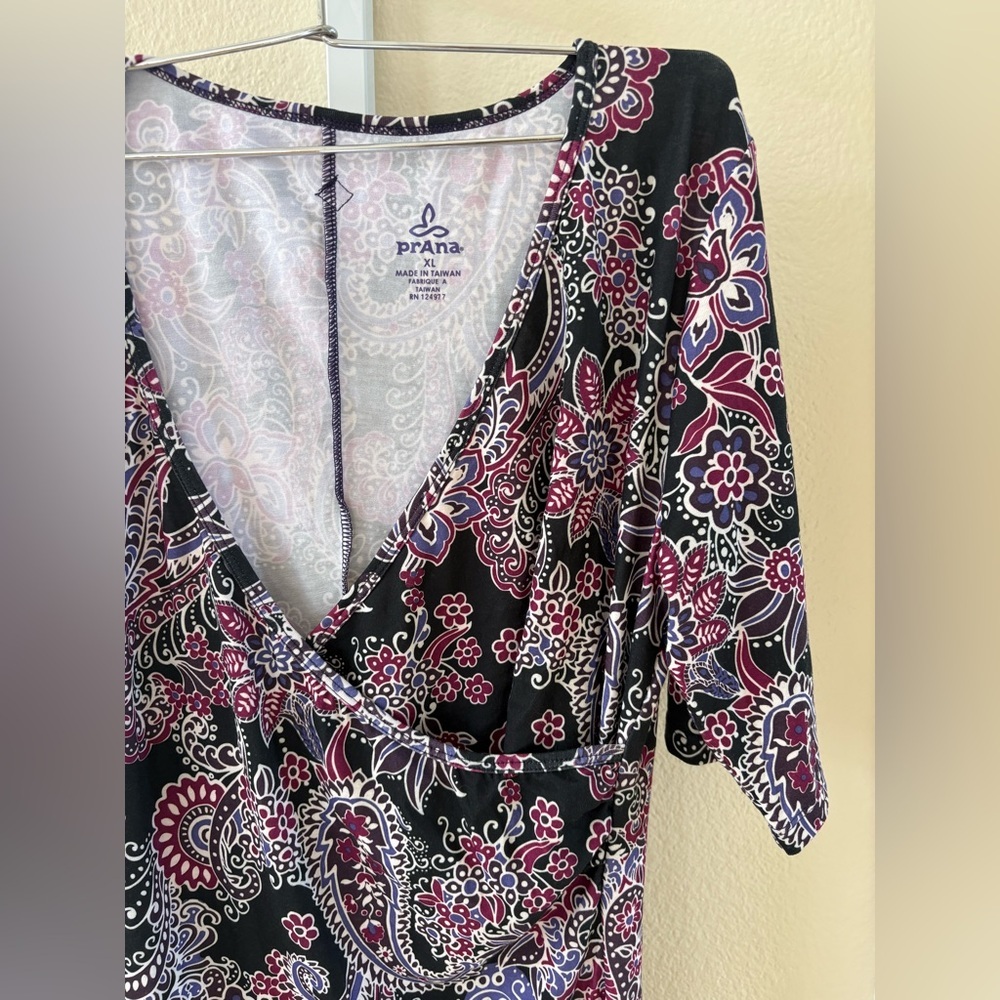 NWOT - PrAna Nadia Veeda Paisley Print Faux Wrap Dress in Purple - Size XL - Picture 3 of 3